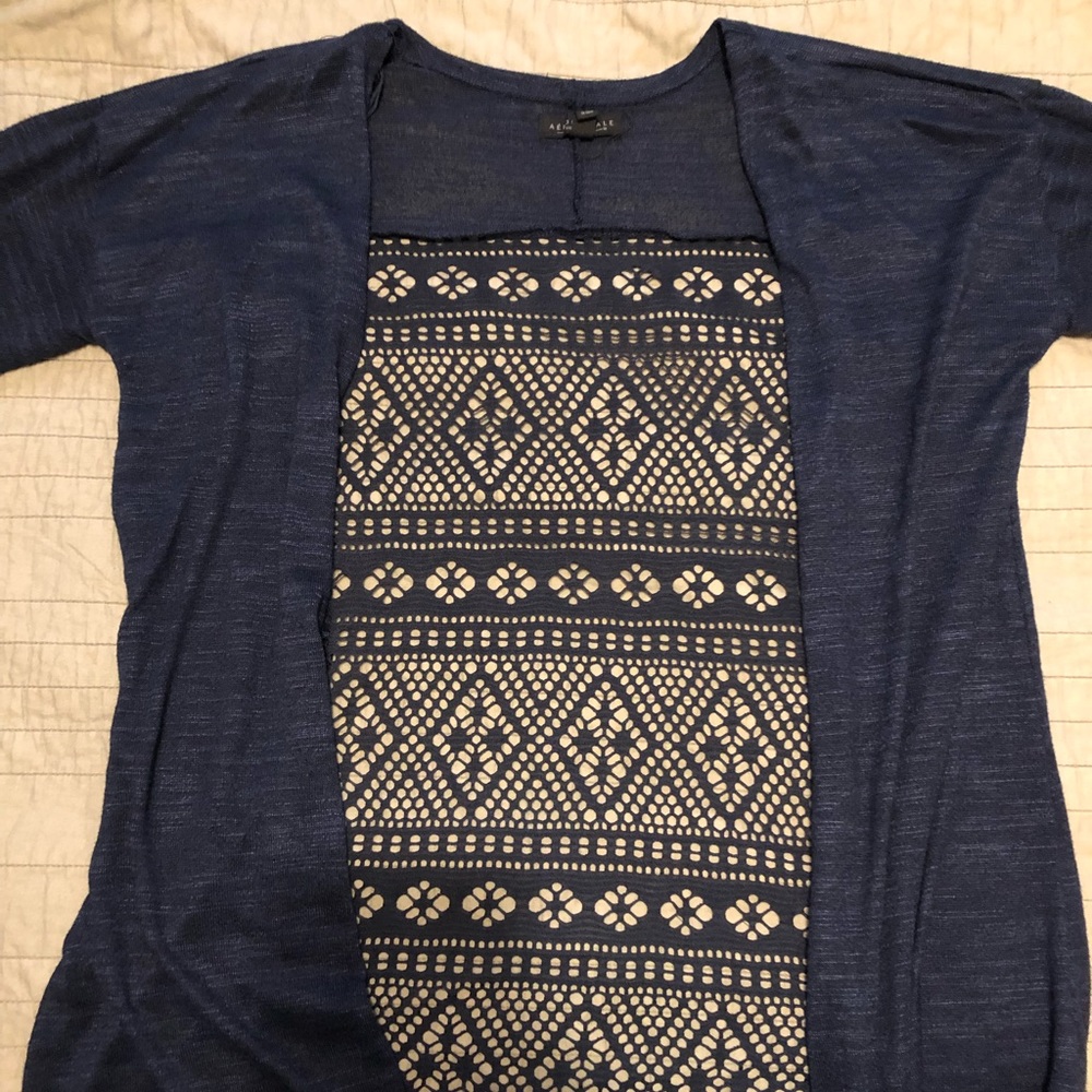 Navy blue Aeropostale cardigan with back cutouts